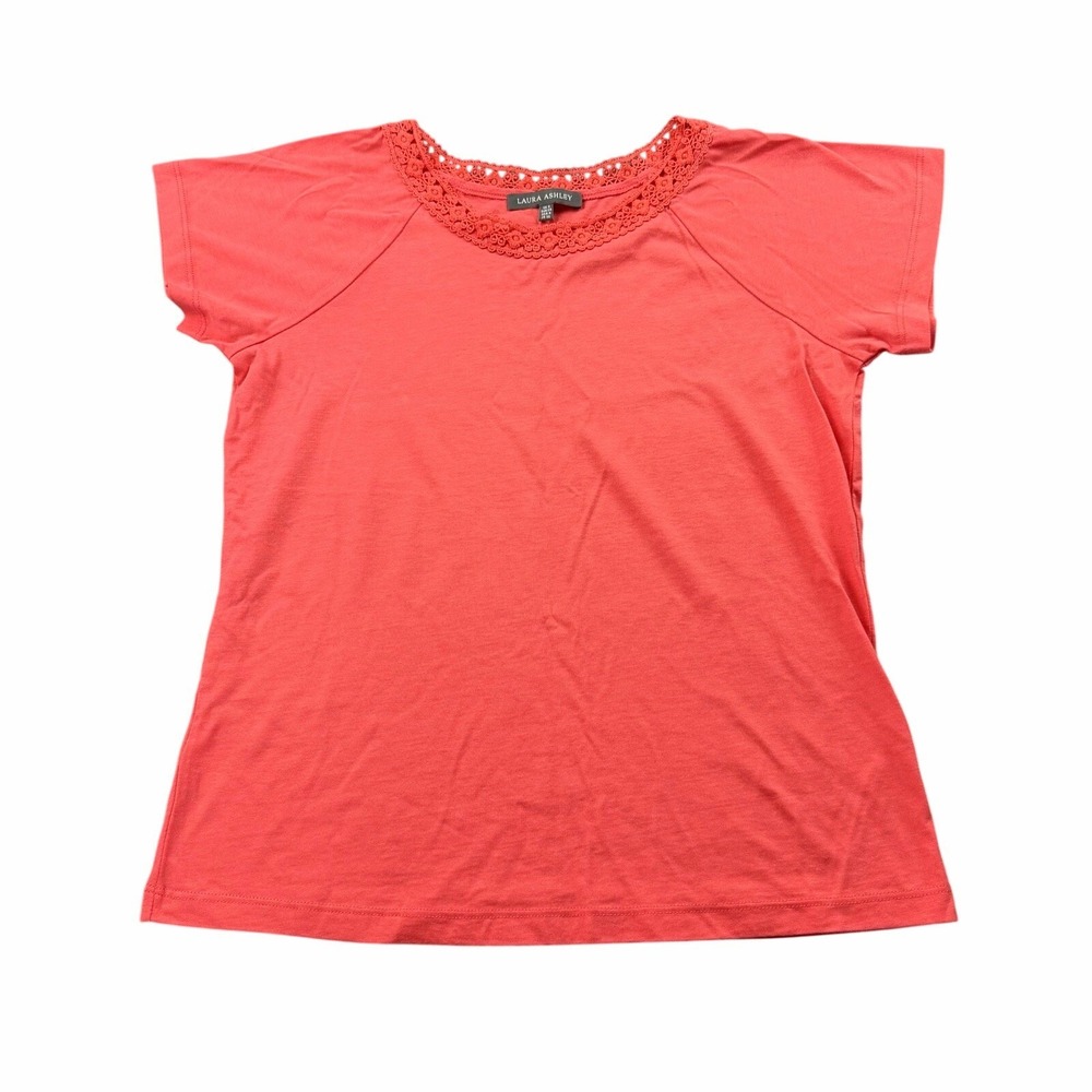 Laura Ashley Coral Lace Trim Top Size 4 Modal Cotton Blouse